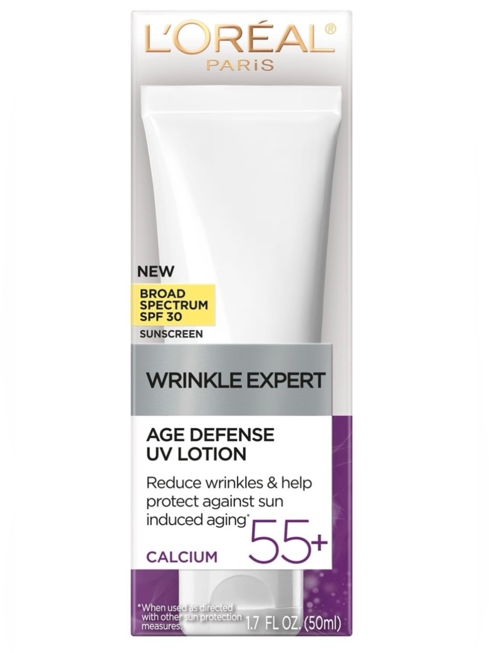 L'Oreal Wrinkle Expert Age Defense UV Lotion - White with Purple Accents